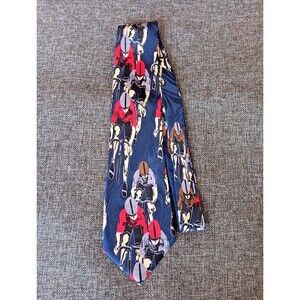 Tie 70s 80s 90s Y2K Fratello Bicyclist Statement Blue Red Ivory 4 Wide 57 Long